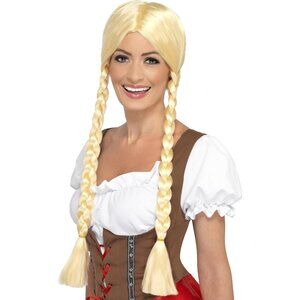 Smiffy's Women's Bavarian Beauty Braid Wig Blonde Plaited Pig Tails, ONE SIZE